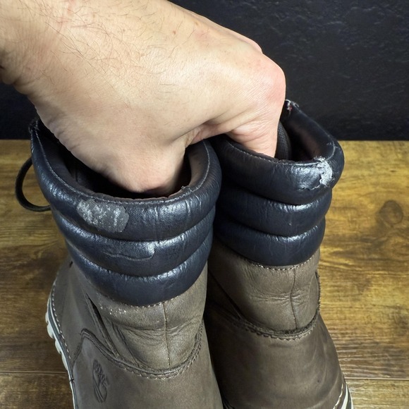 Timberland Boots Women's 8M Brown Leather Hiking Lace Up Padded Collar Lug Sole - Picture 6 of 7